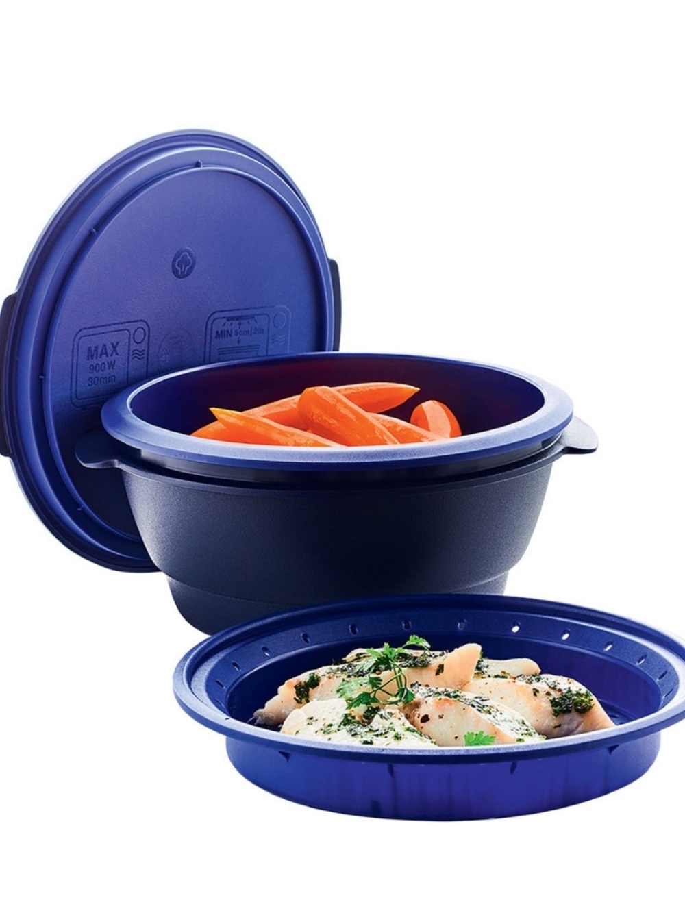 New Tupperware Navy and White Steamer Set - Picture 7 of 16